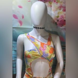 Belted Tropical Leaf Cutout Bodycon Mini Dress *NEW*